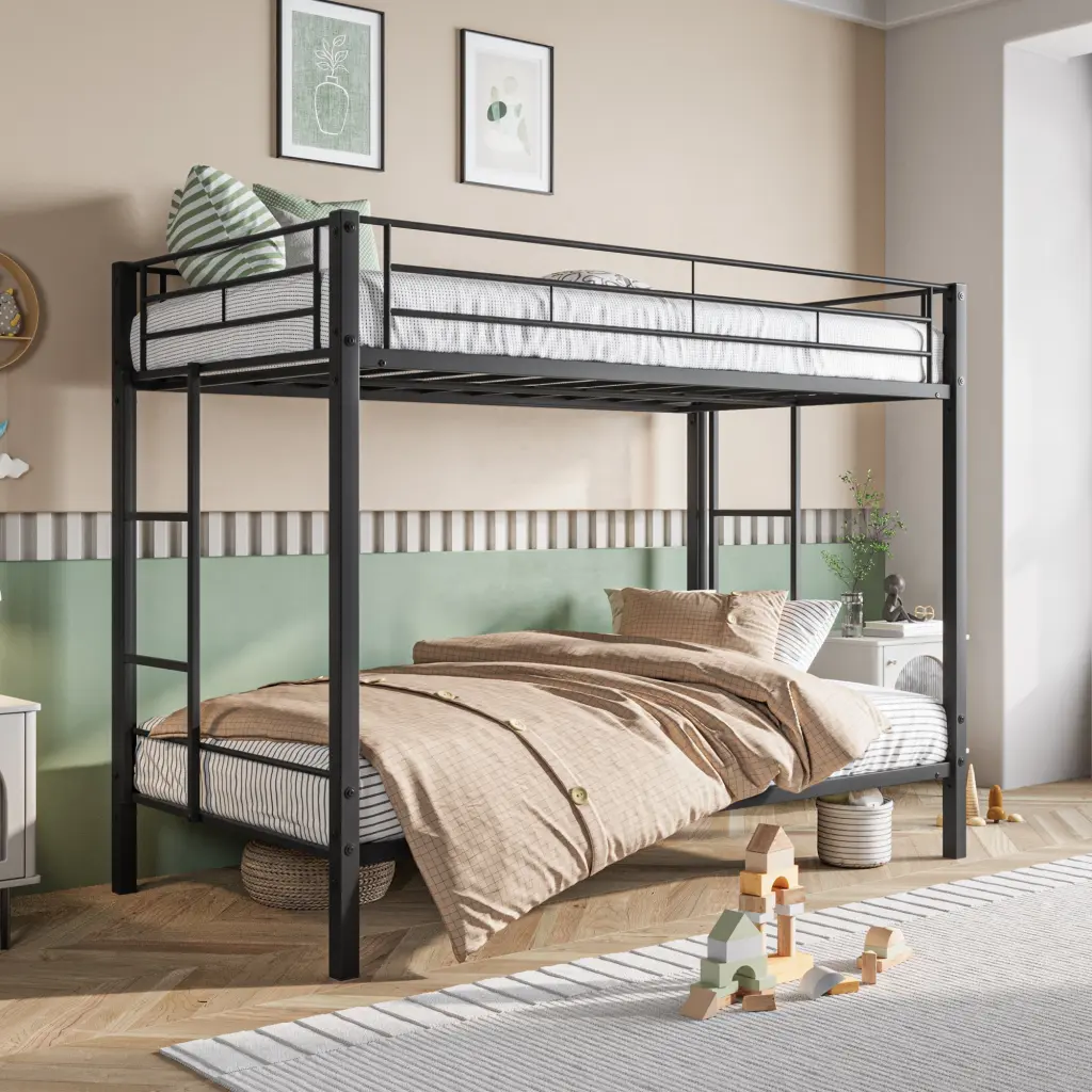 Metal Bunk Bed Twin Over Twin Heavy Duty Twin Bunk Beds Shelf and Ladder home furniture