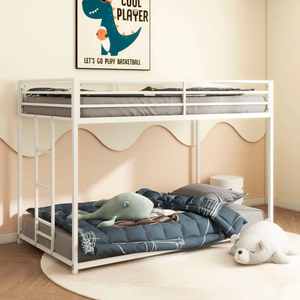 Adam Twin Over Twin Metal Bunk Bed White Twin Box Spring house - home furniture