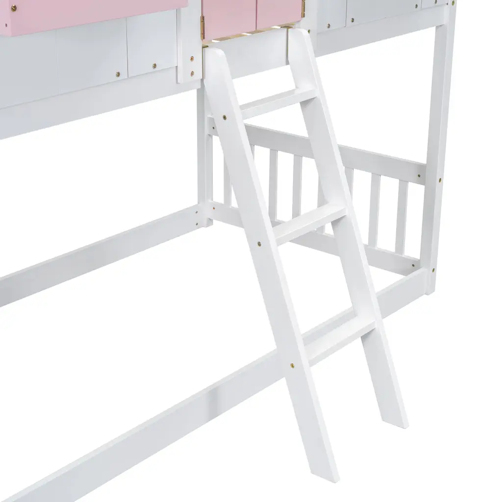 Twin Over Twin Houtilize Bunk Bed Roofwindow Window Box Door Safety Rail inspirit