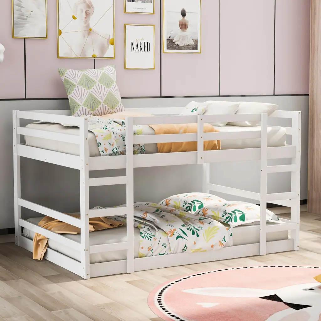 Full Over Full Bunk Bed Ladder - White Space Saving Bedroom Furniture lucky furniture