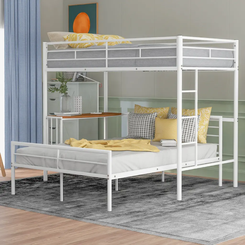 Twin Over Full Metal Bunk Bed Desk Ladder And Standard Slats Kids lucky furniture