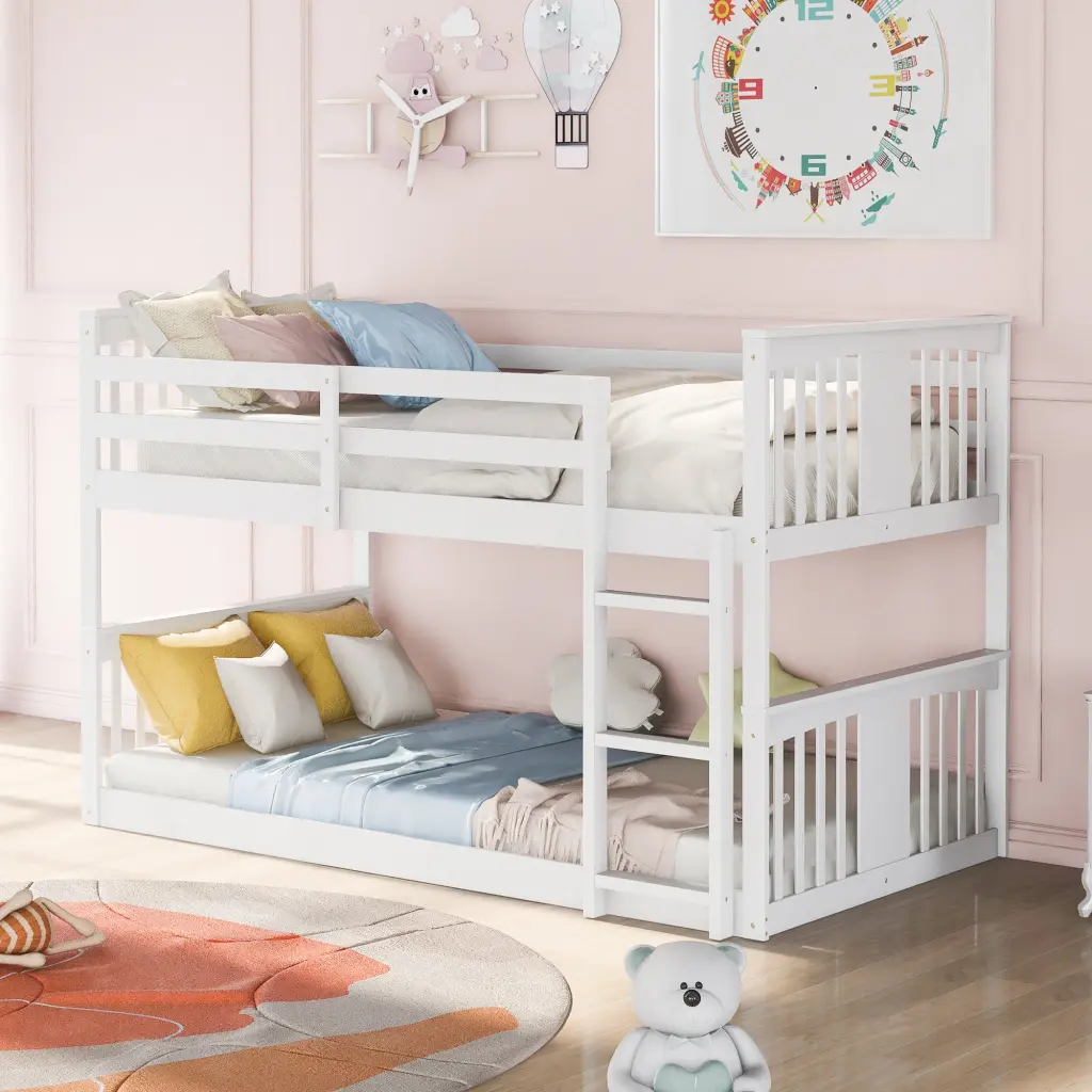 Twin Over Twin Bunk Bed Ladder White Finish lucky furniture