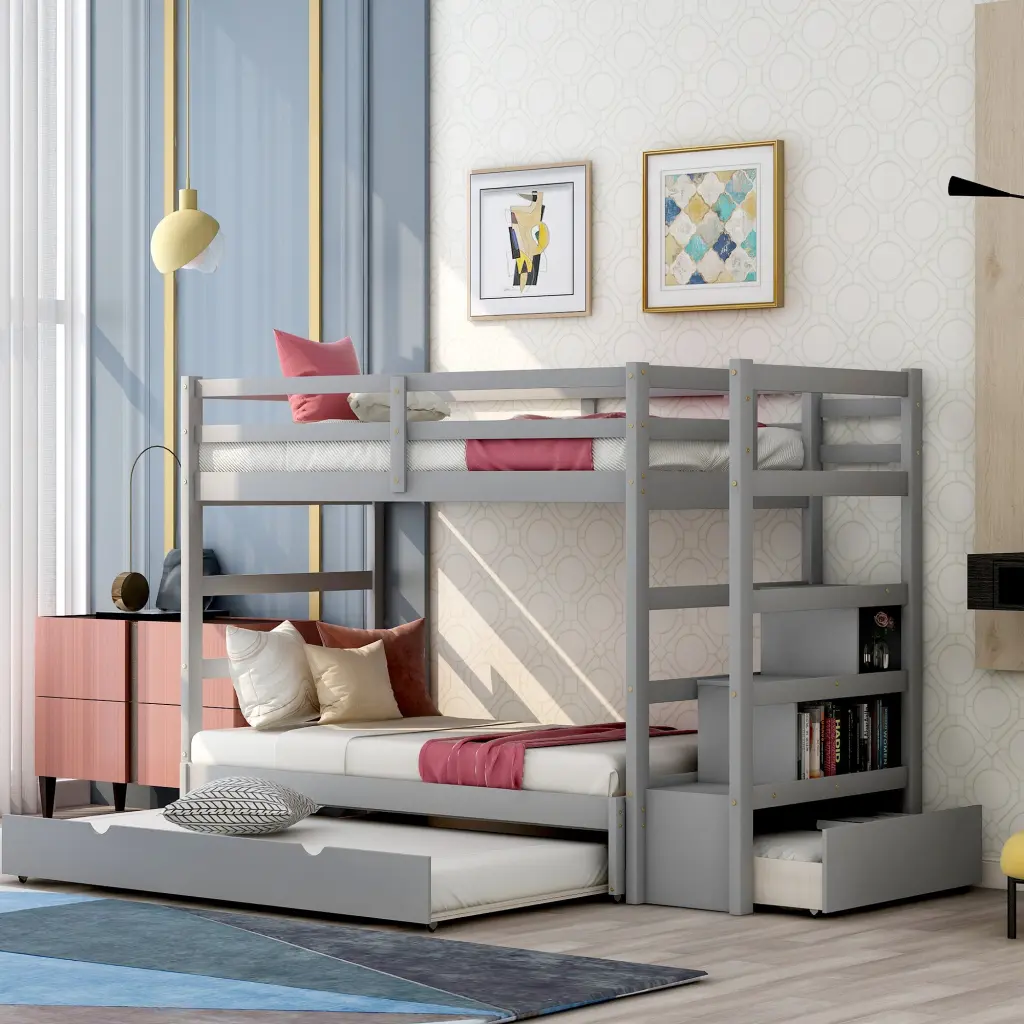 Twin Over Twin King Irregular Bunk Bed Trundle King Size lucky furniture