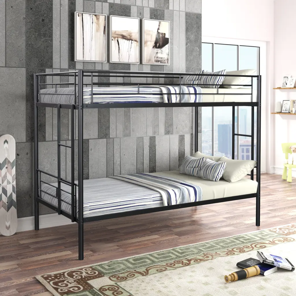 Metal Twin Over Twin Bunk Bed, Heavy Duty Robust Frame, Noise Reduced Design, Kids Bedroom Furniture rnb