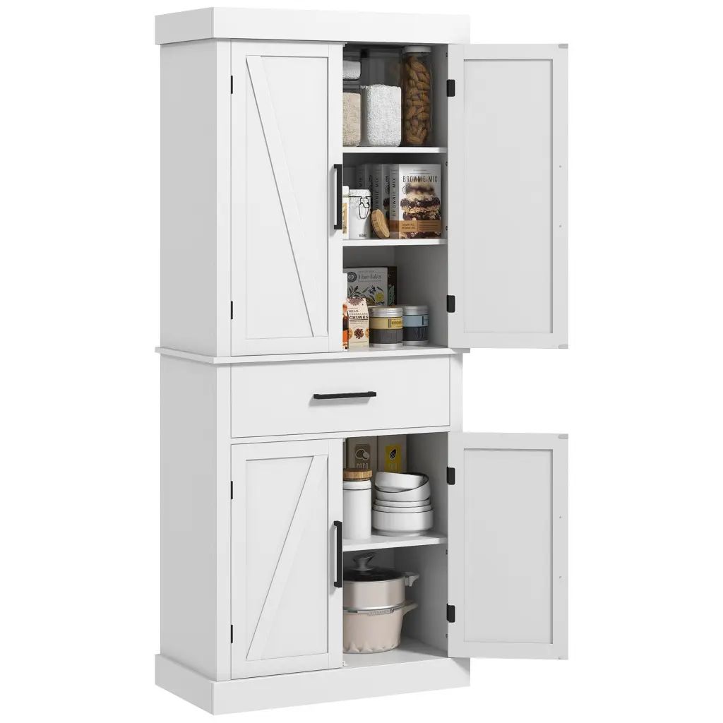 HOMCOM 72 Inch Tall Kitchen Pantry Storage Cabinet Farmhouse Style aosom business
