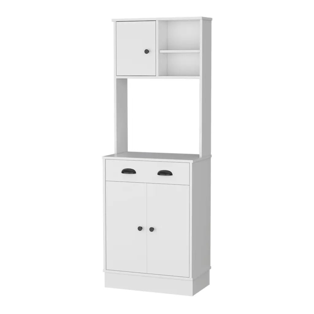 Powell Microwave Kitchen Cabinet 3 Doors Handles And Drawer Multifunctional Storage fm furniture