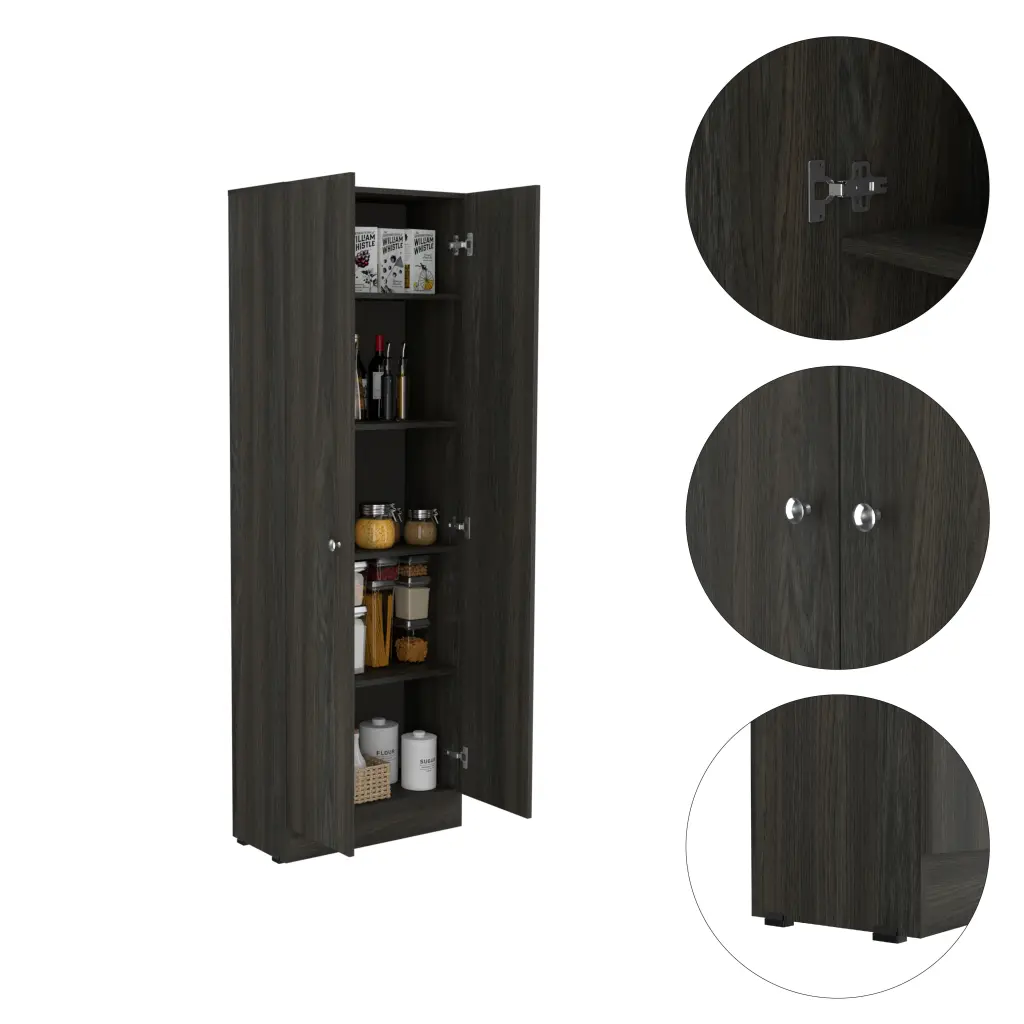 Buxton Rectangle 2 Door Storage Tall Cabinet Carbon Espresso and Black furniture max