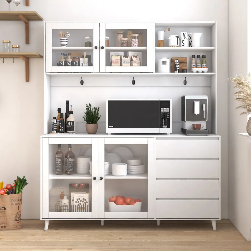 63 Inch Large Kitchen Hutch Cabinet - Freestanding Pantry Storage Kitchen Organization shouguang simaite trade co.ltd
