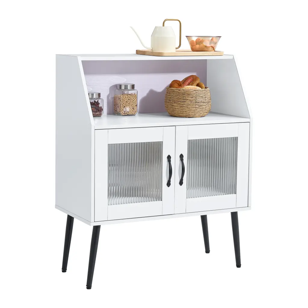 Modern Sideboard Buffet Cabinet Glass Doors Dining Room Storage rnb