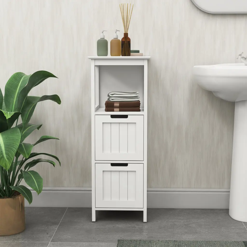 Bathroom Floor Cabinet 2 Drawers and 1 Storage Shelf Freestanding rnb