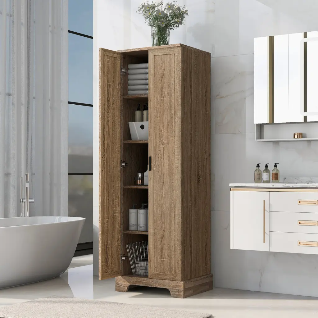Storage Cabinet Two Doors Bathroom Office Adjustable Shelves by