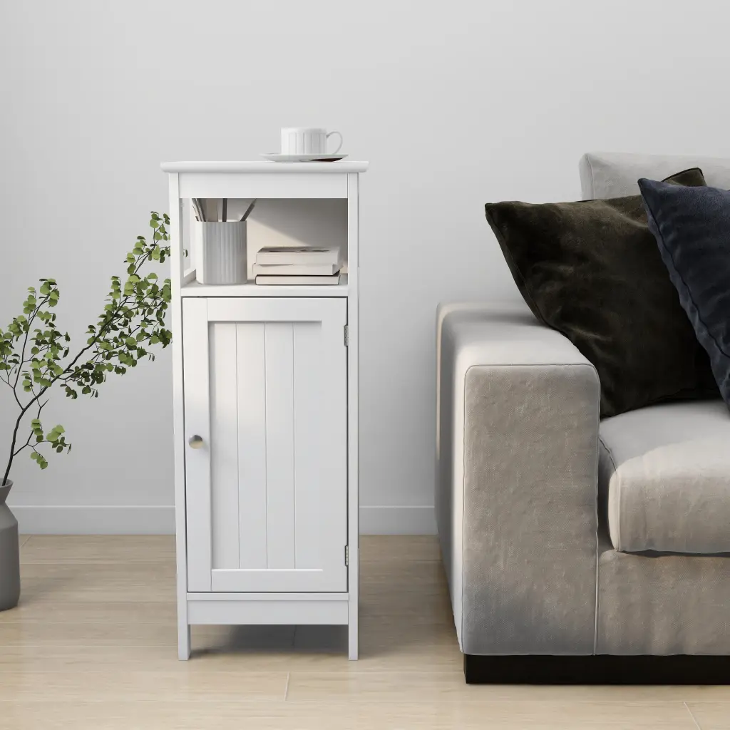 Bathroom Single Door Cabinet White MDF Storage Organizer cl worthy houseware co.-ltd.