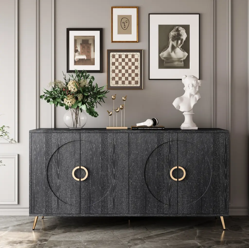 Modern Lacquered 4 Door Wooden Cabinet Sideboard Buffet Server Storage fs furniture