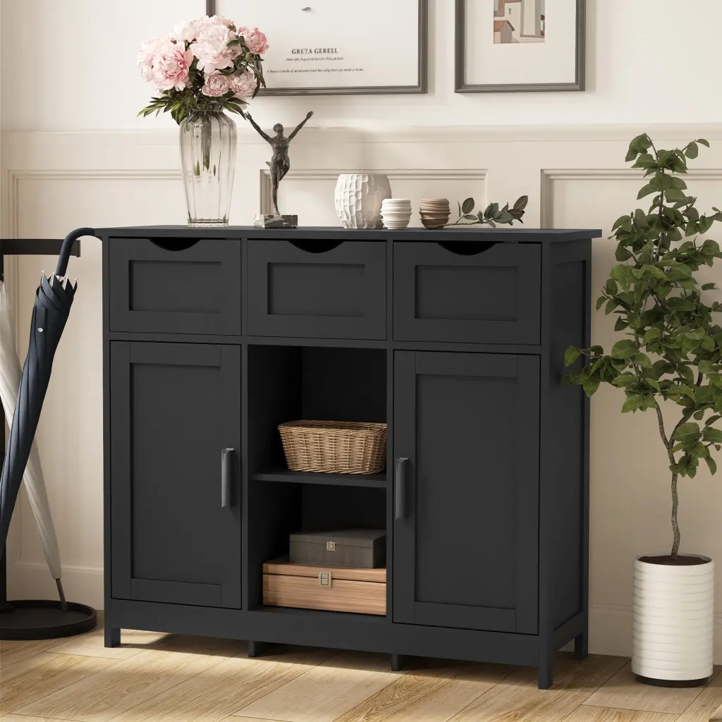 Wooden Floor Cabinet Drawers And Shelves Storage Cabinet Home mirrotowel