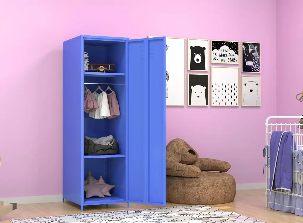 Blue Steel Storage Cabinet One Door Blue Metal rnb