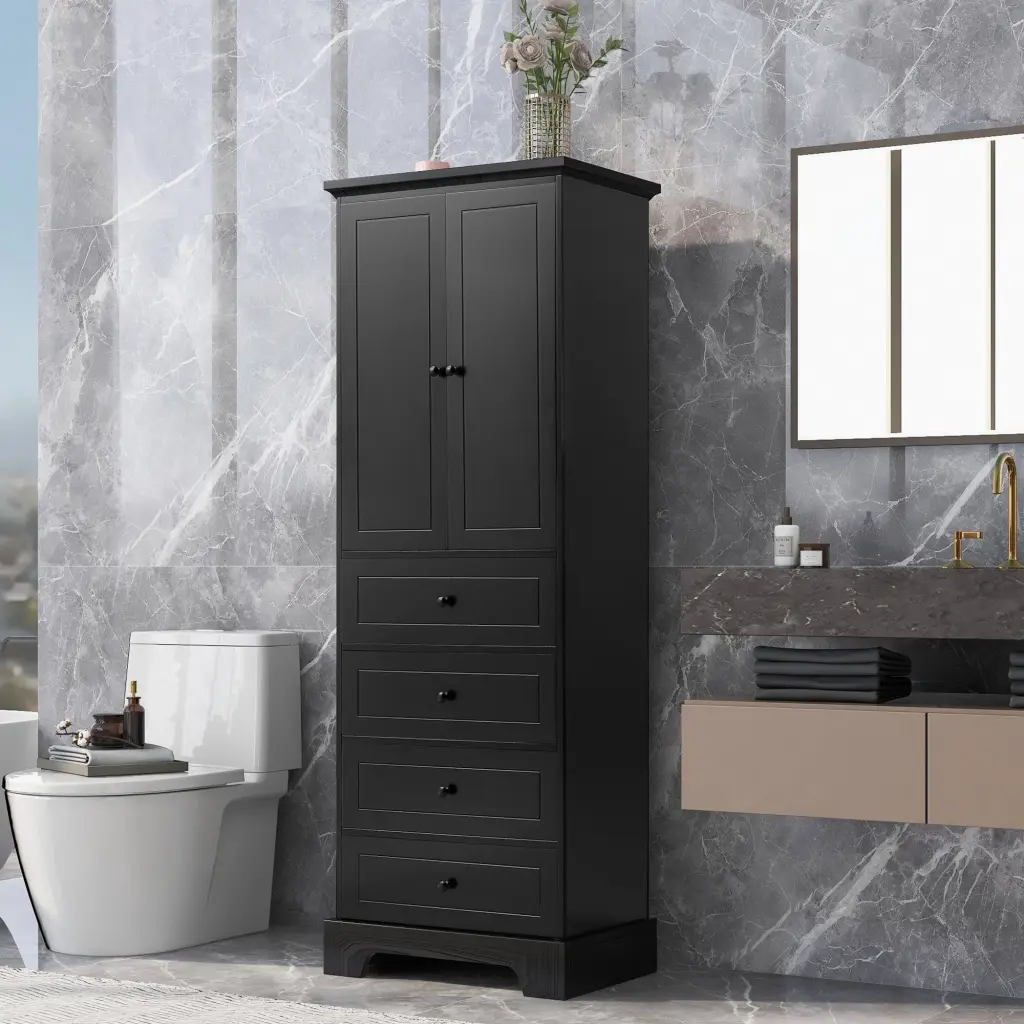 Storage Cabinet 2 Doors And 4 Drawers Bathroom Office Adjustable rnb