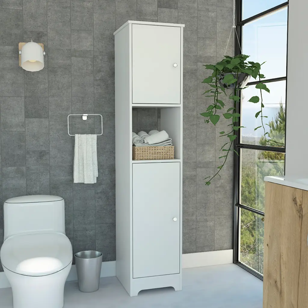 Ibis Linen Cabinet Double Doors Four Interior Shelves Two Storage Cabinets rta mubles colombia