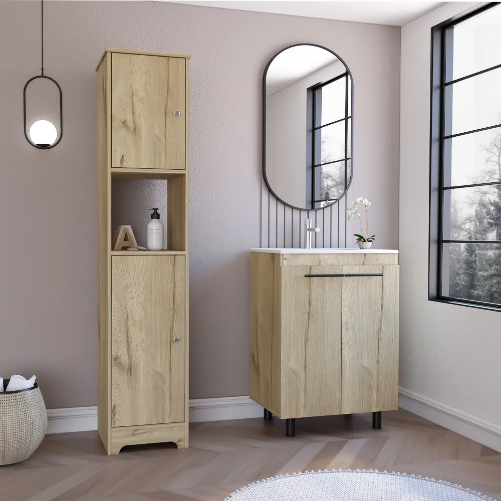 2 Piece Bathroom Set Yaka Linen Cabinet Dustin Free Standing Sink Cabinet rta mubles colombia