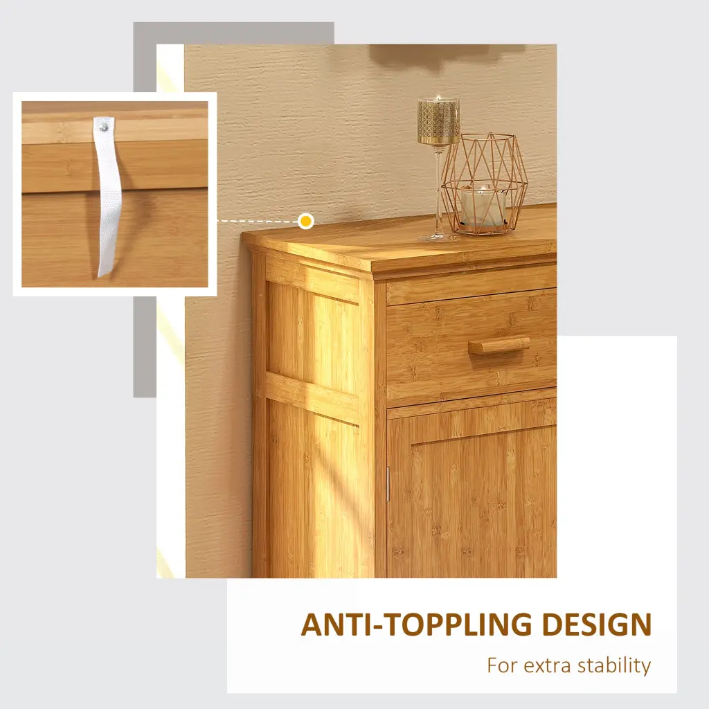 Bamboo Bathroom Storage Cabinet Drawers and Double Doors aosom business