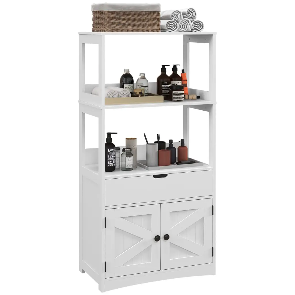Kleankin Farmhouse Bathroom Floor Cabinet Linen Storage aosom business