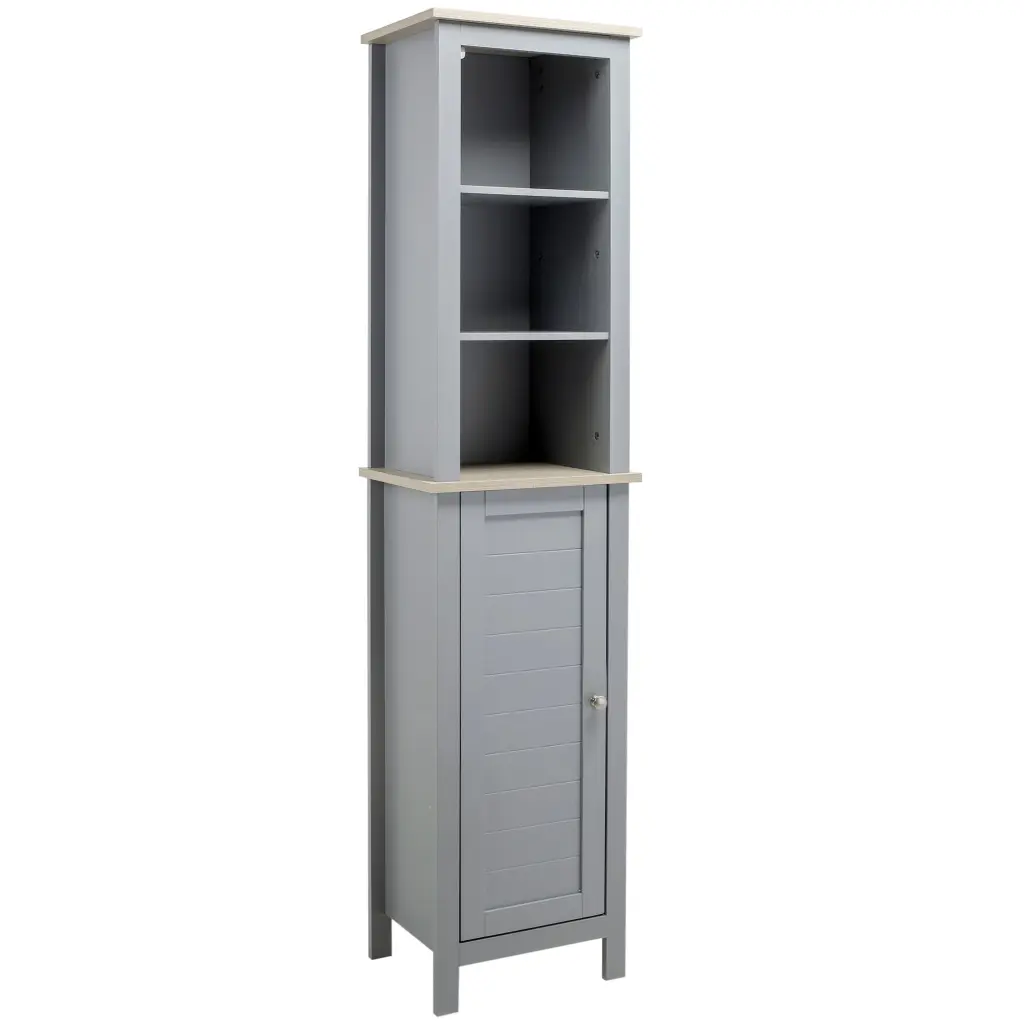 Kleankin Tall Bathroom Storage Cabinet 3 Tier Shelf Door Free Standing aosom business