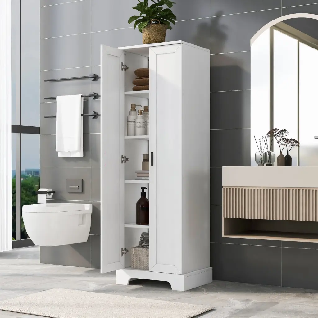 Storage Cabinet Two Doors Adjustable Shelf Bathroom Office by