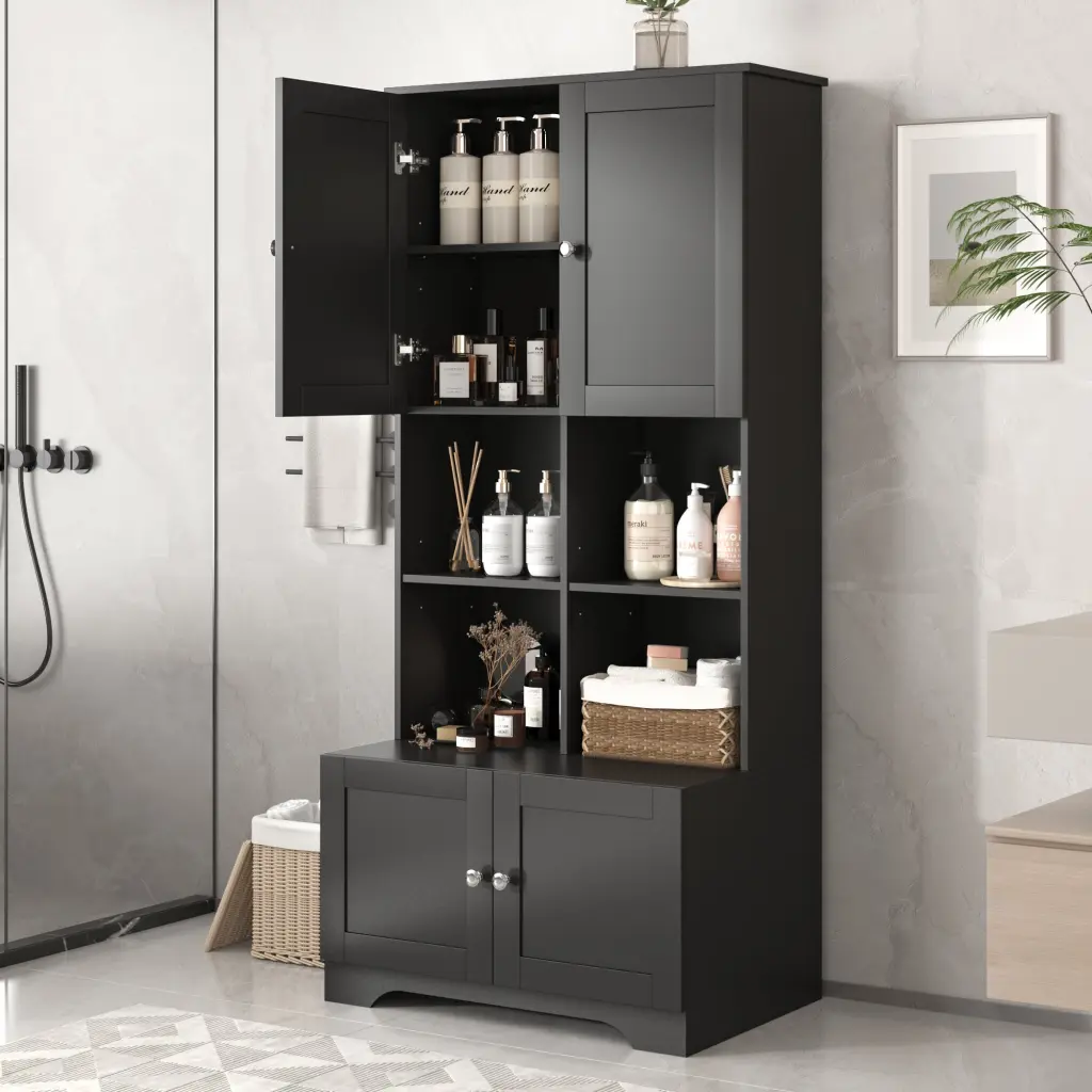 Tall And Wide Bathroom Floor Storage Cabinet Bathroom Storage Unit Freestanding by