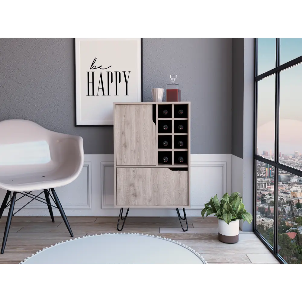 L Bar Single Door Cabinet Wine Rack and Four Legs depot e-shop