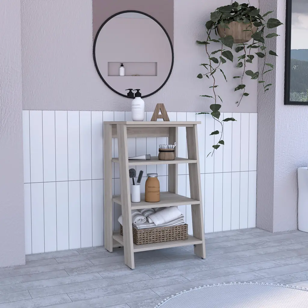 Cabinet 30 Inch Height Four Shelves Vertical Light Gray Particle Board depot e-shop