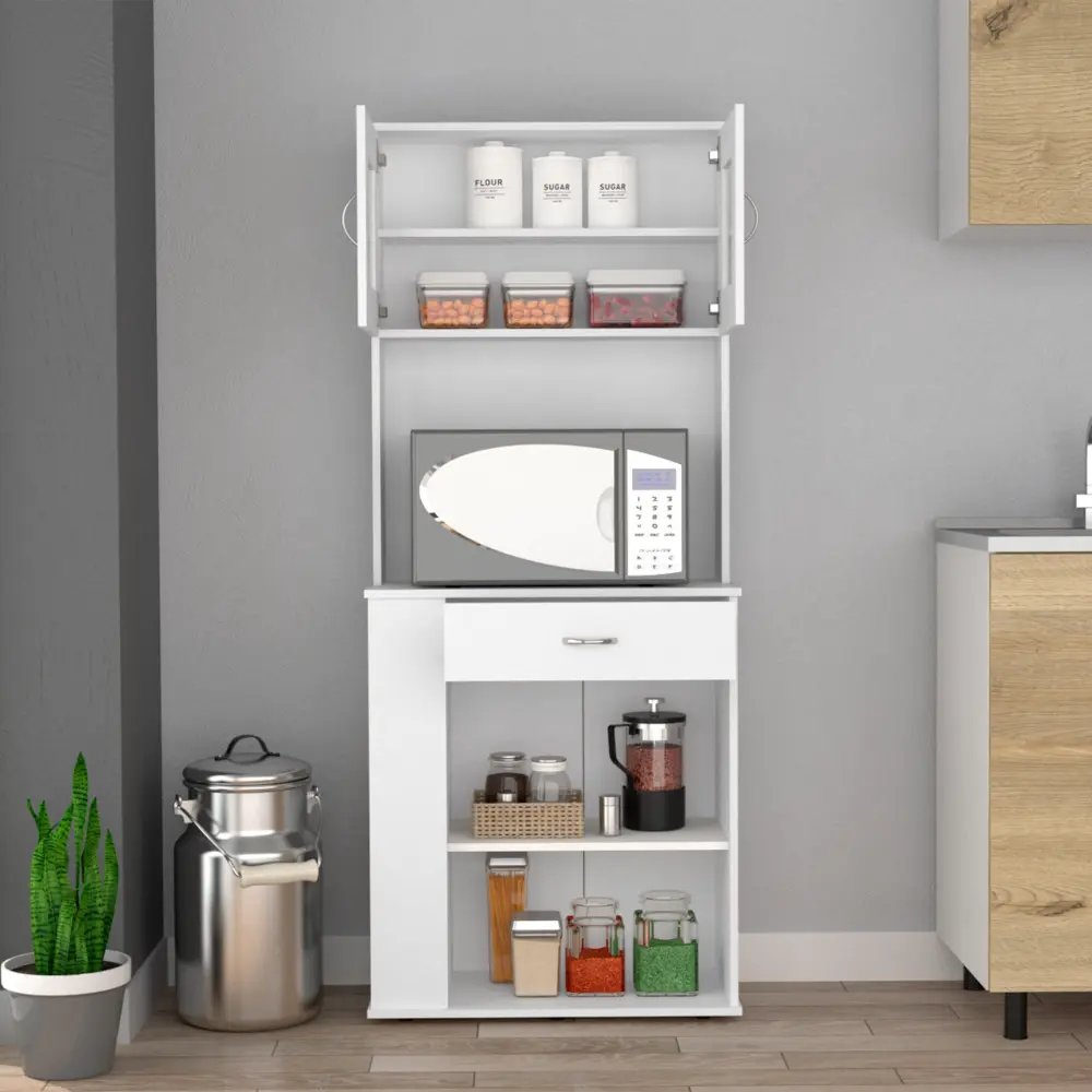 67 Inch Pantry Cabinet Two Doors One Drawer and Two Open Shelves depot e-shop