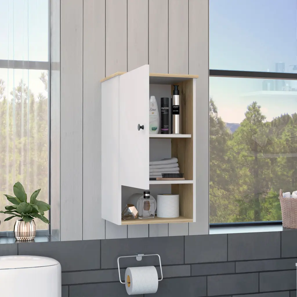 Medicine Single Door Cabinet 28 Inch Height One Shelf Two Interior Shelves depot e-shop