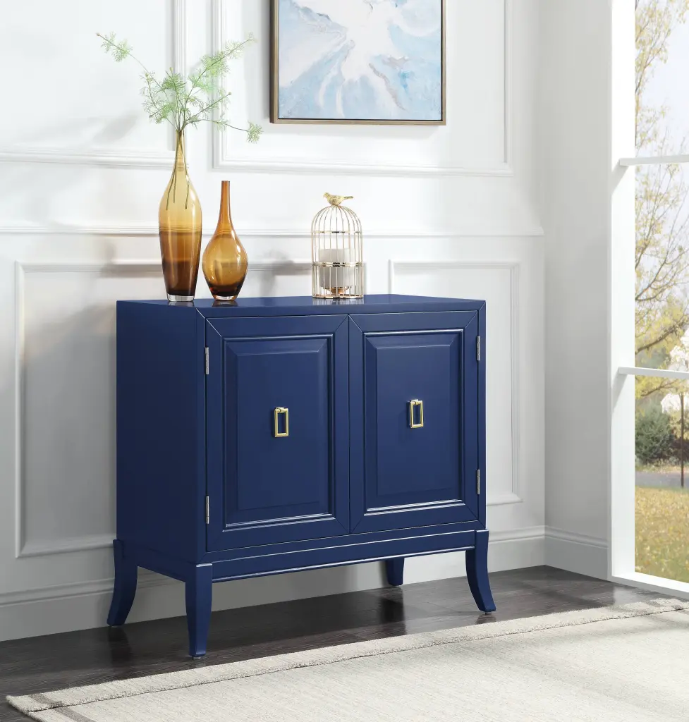 Blue 2 Door Console Cabinet Freestanding 1-2 Shelves Living Room furniture max