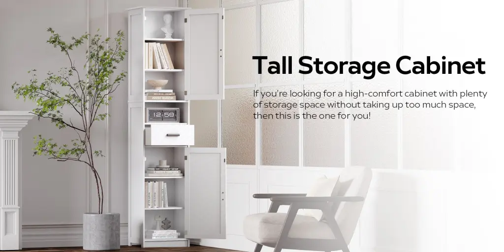 69 Inch Tall Bathroom Storage Cabinet 2 Barn Doors And 1 Drawer mirrotowel