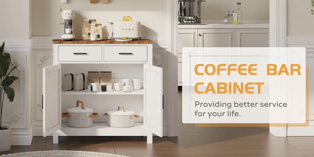 Modern Farmhouse Kitchen Storage Cabinet - Buffet Cabinet Ample Storage mirrotowel