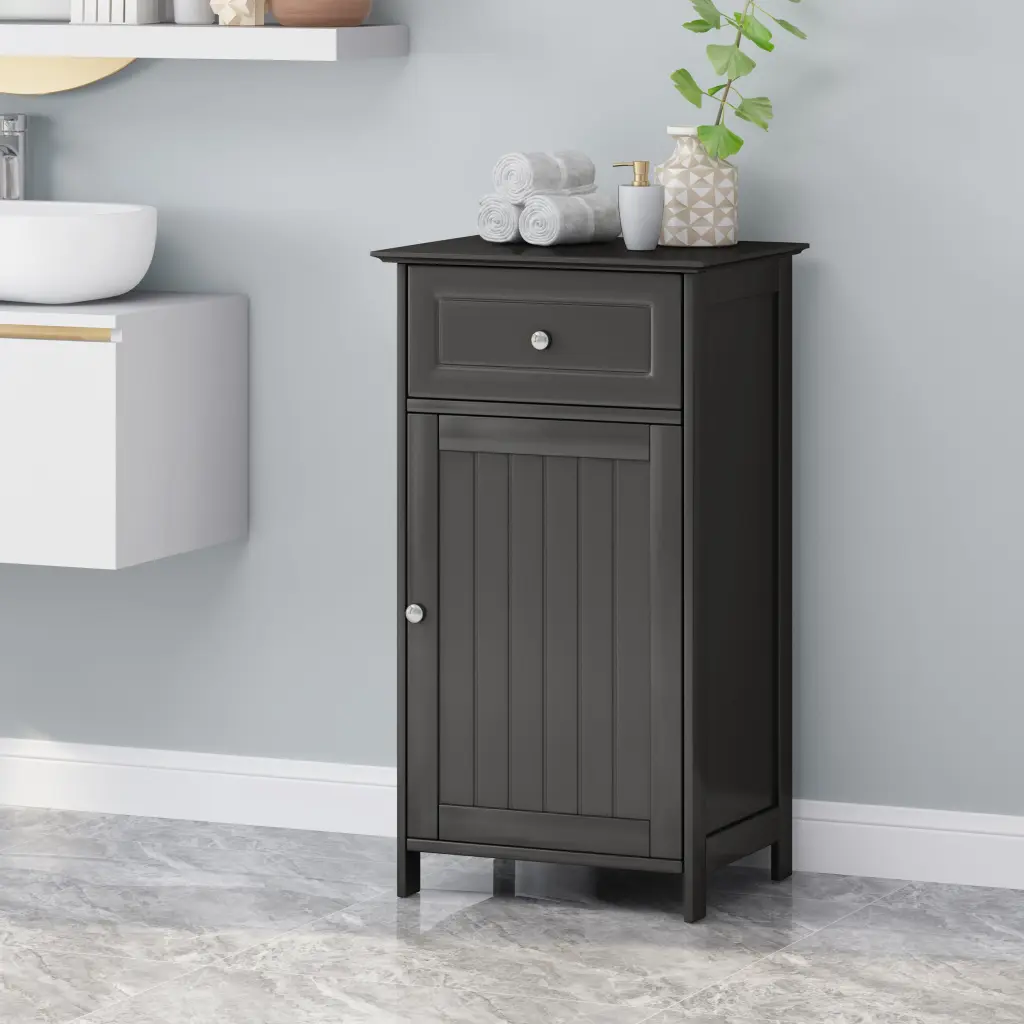 Black MDF Bathroom Cabinet Storage Mirror nh-bo
