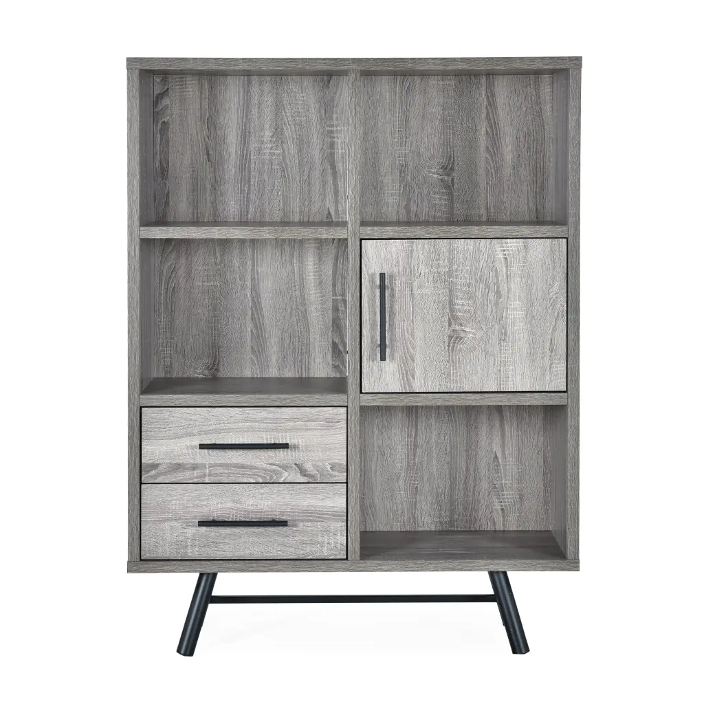 Multi Function Cabinet Brown Oak Particle Board Storage Solution nh-bo