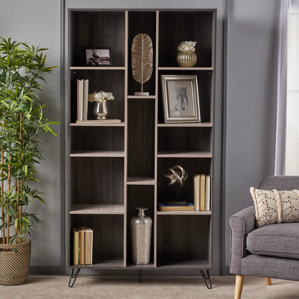 Multi Function Cabinet Grey Particle Board Storage Cabinet Shelves nh-bo