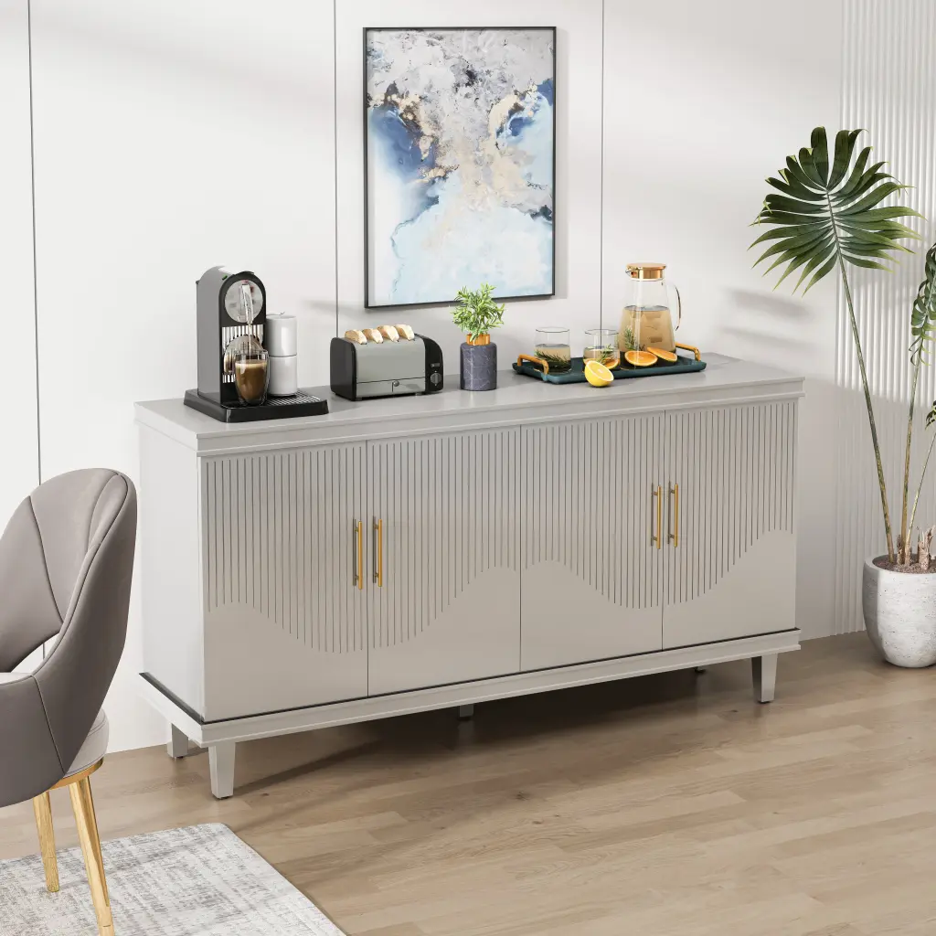 59.84 Inch Large 4 Door Cabinet Living Room Kitchen Bedroom Storage rnb