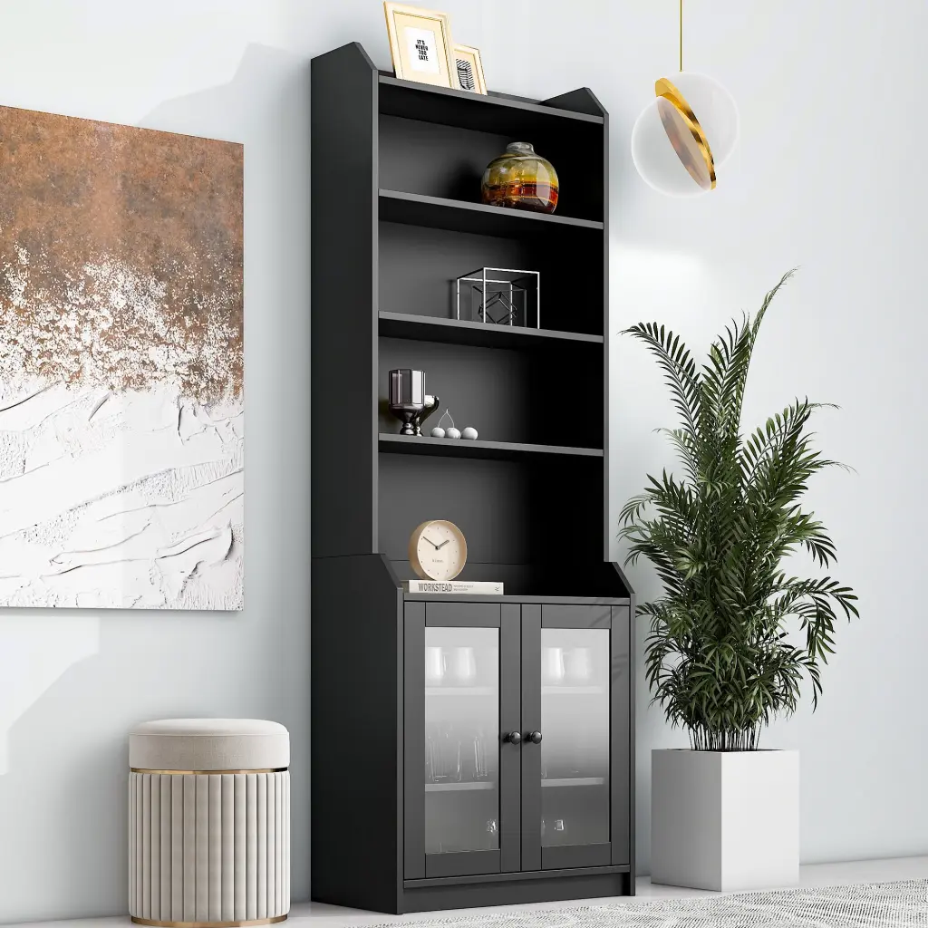 Elegant Tall Cabinet Acrylic Board Door Multi-functional Sideboard rnb