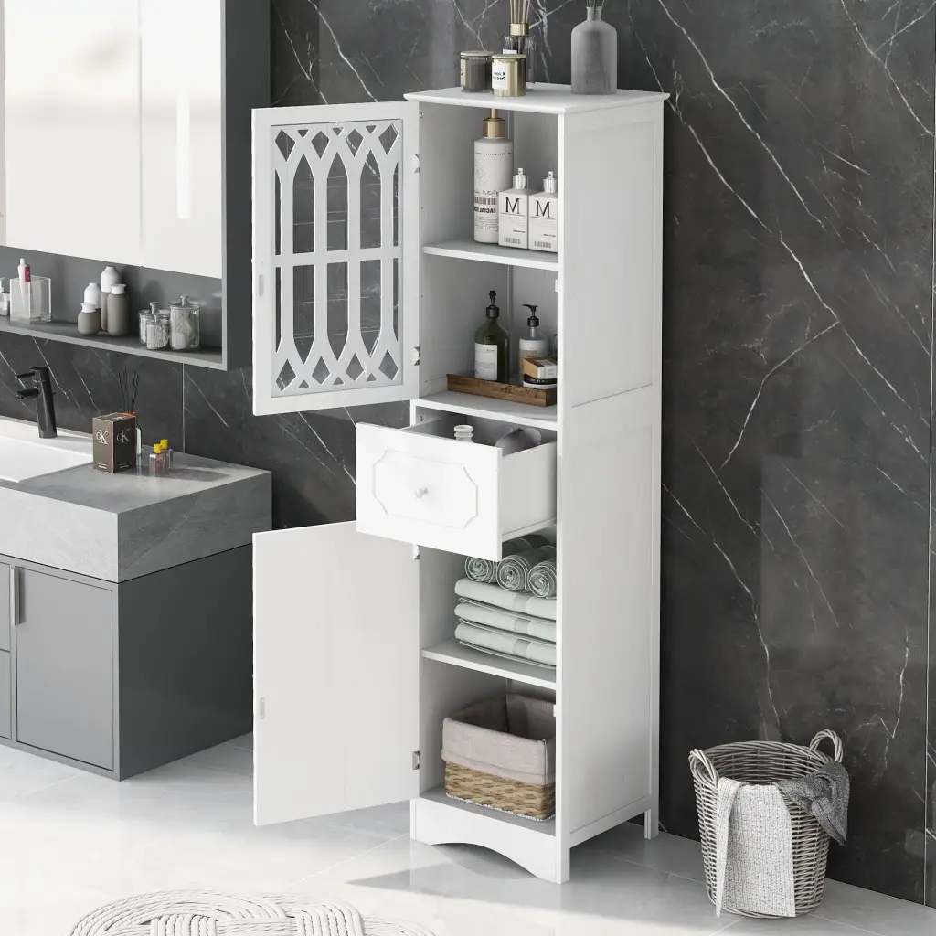 Tall Bathroom Cabinet Freestanding Storage Cabinet Drawer And Doors rnb