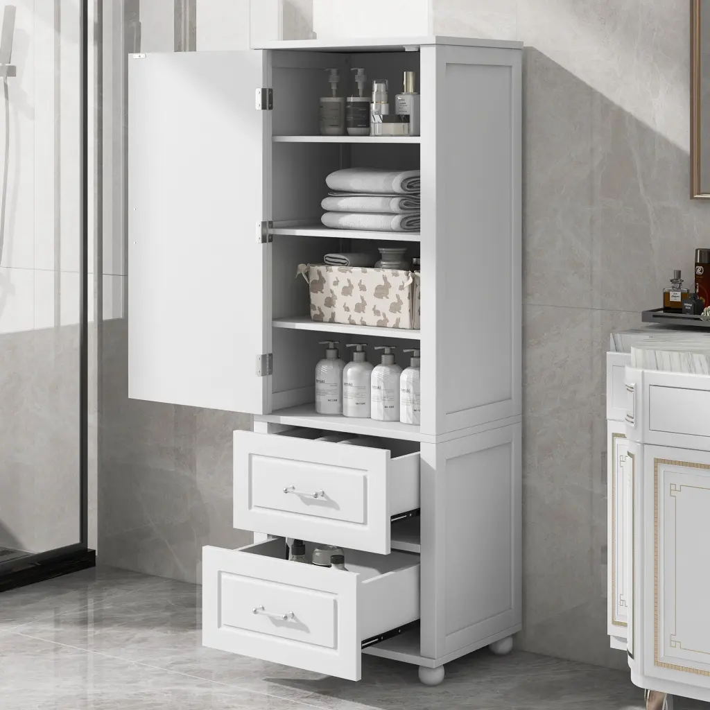 Tall Bathroom Storage Cabinet Freestanding Two Doors rnb
