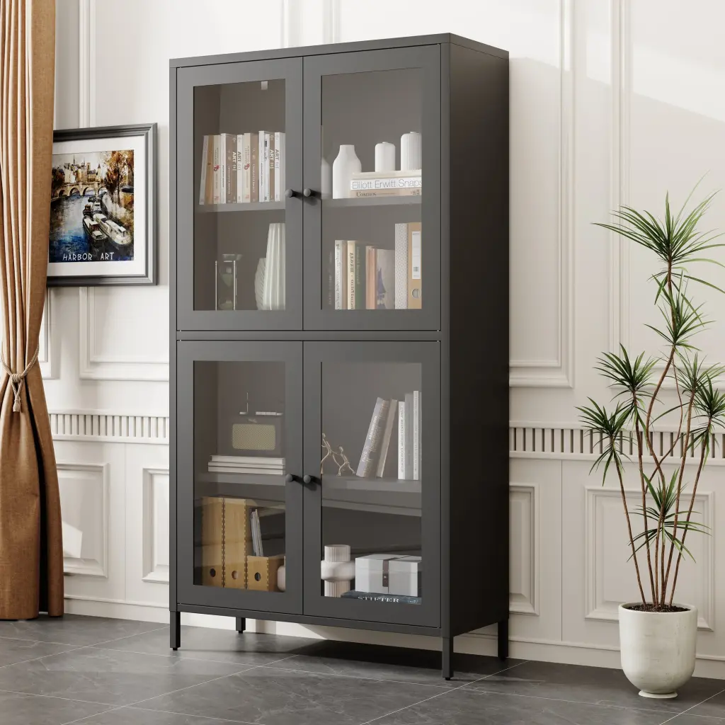 Timeless Metal Storage Cabinet Presentation Cabinet 4 Glass Doors rnb
