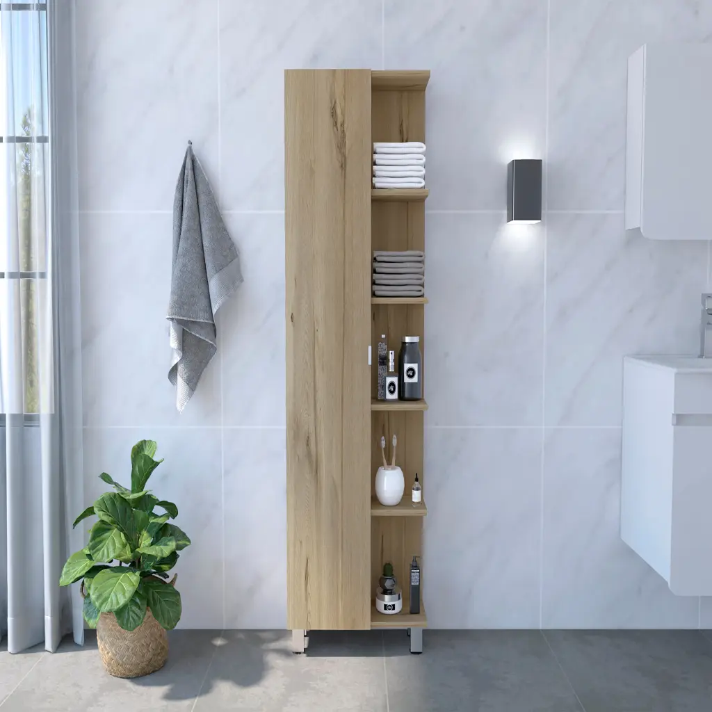 62 Inch Linen Single Door Cabinet Five External Shelves Four Interior rta mubles colombia