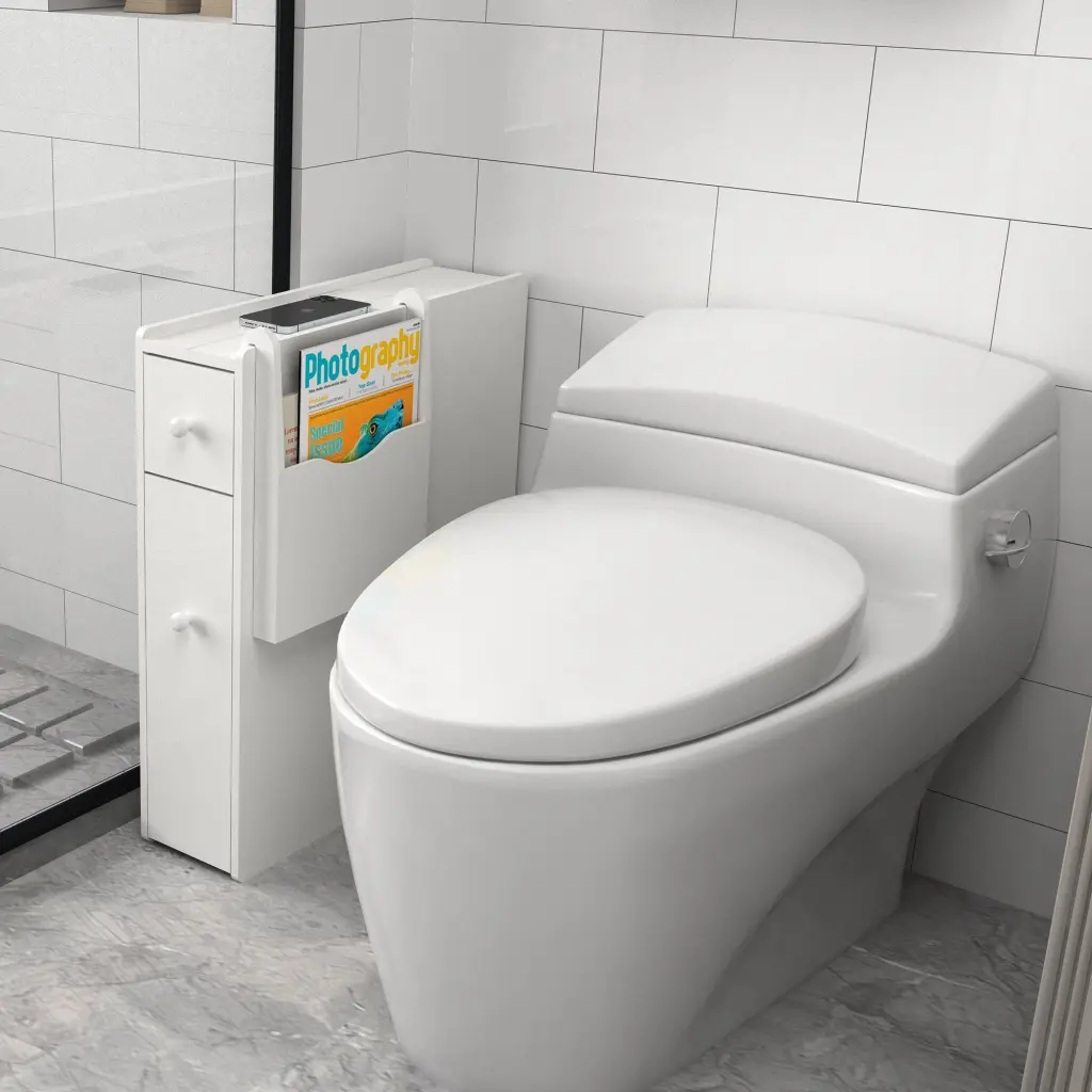 White Bathroom Storage Cabinet Side Cabinet Space Saving Cabinet smarthome furniture