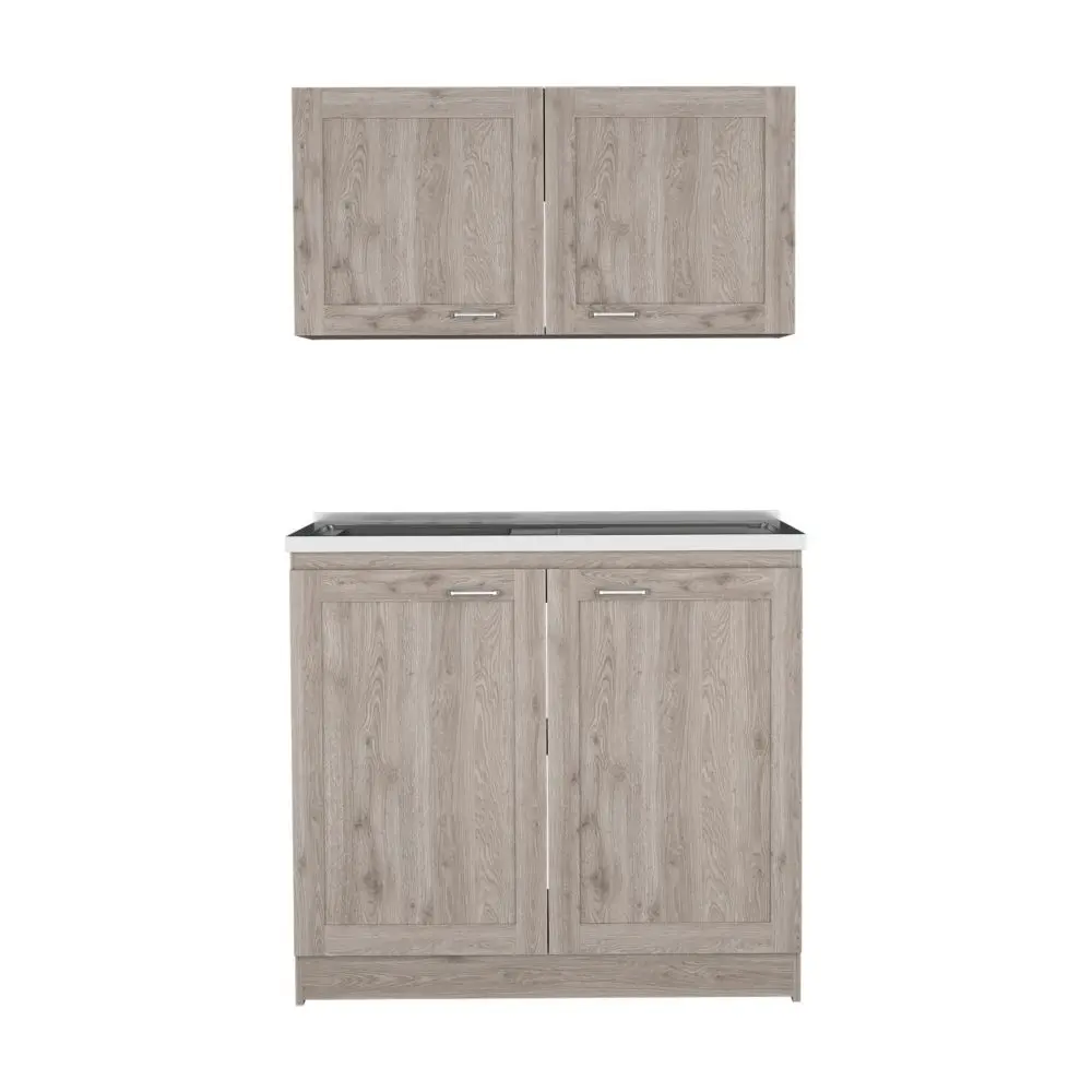 Cabinet Set Zeus Garage Light Gray Light Gray Particle Board Storage Cabinets treevol furniture