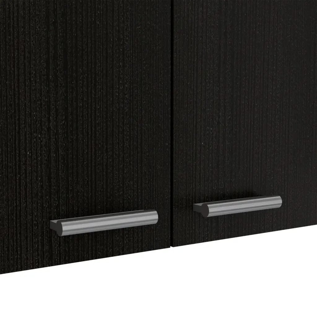 Wall Cabinet Ontario Double Door Black Wengue Finish Black Particle Storage treevol furniture