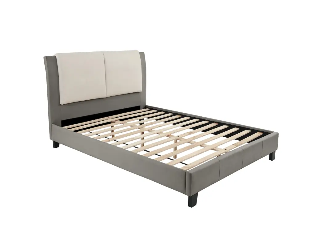 Cal King Bed White & Grey California King White Gray Leather poundex