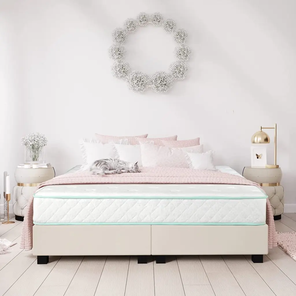 California King Size 9 Inch Excellence Medium Tight Top Hybrid Aloe Vera Mattress brn sleep products