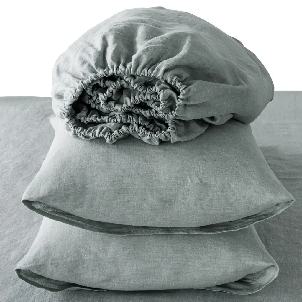 4 Pcs California King Bed Set Luxury Linen Bedding Sheets & Pillowcases real linen