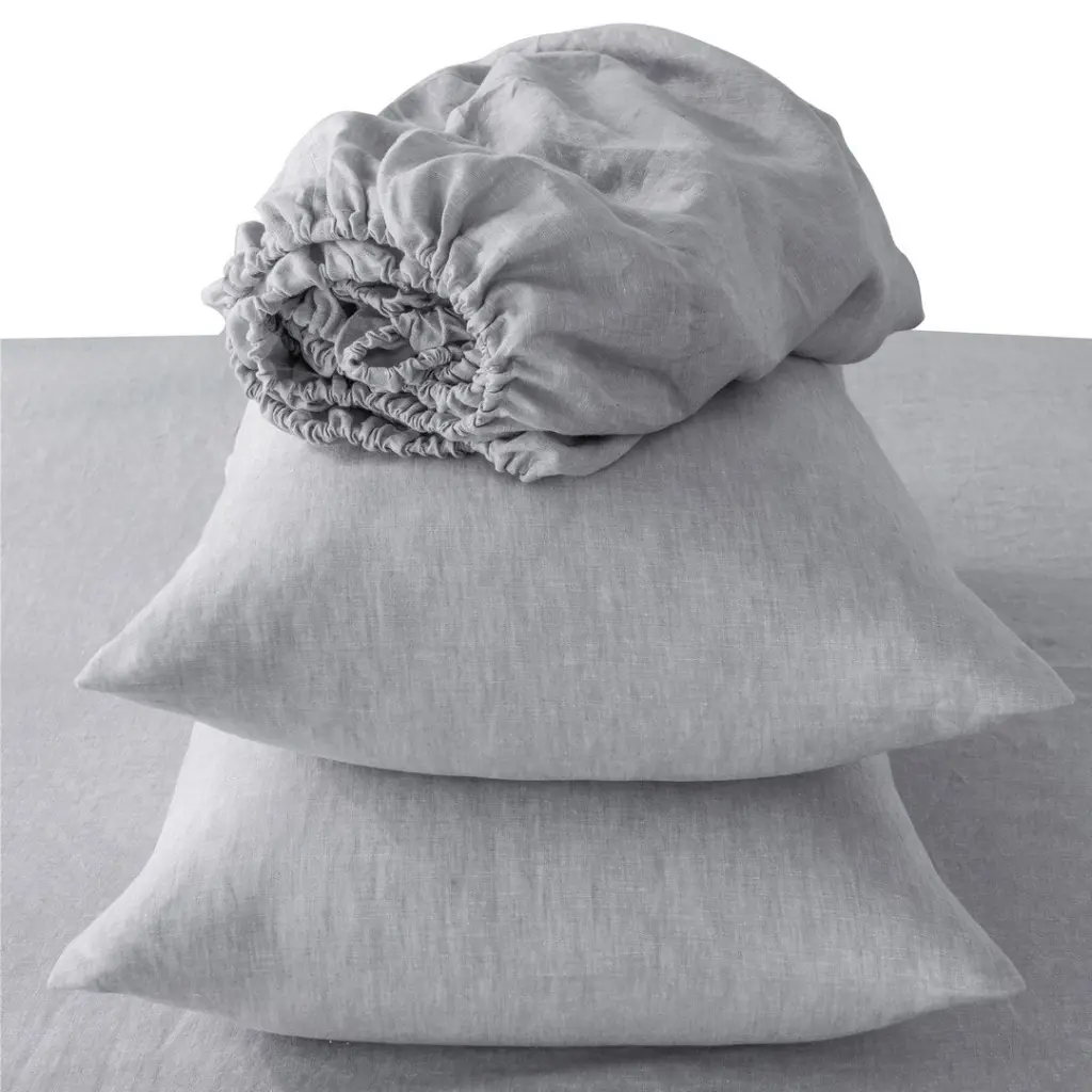 4 Piece California King Luxury Linen Bedding Set Sheets and Pillowcases real linen